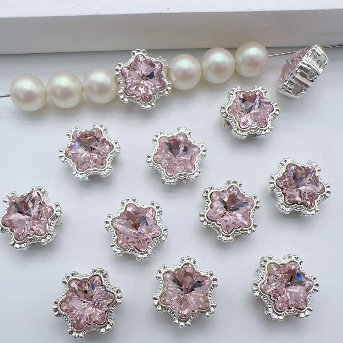 Wholesale 10pcs Multi-Color Eight-Hole Crystal Glass Snowflake Diamond Spacer Beads