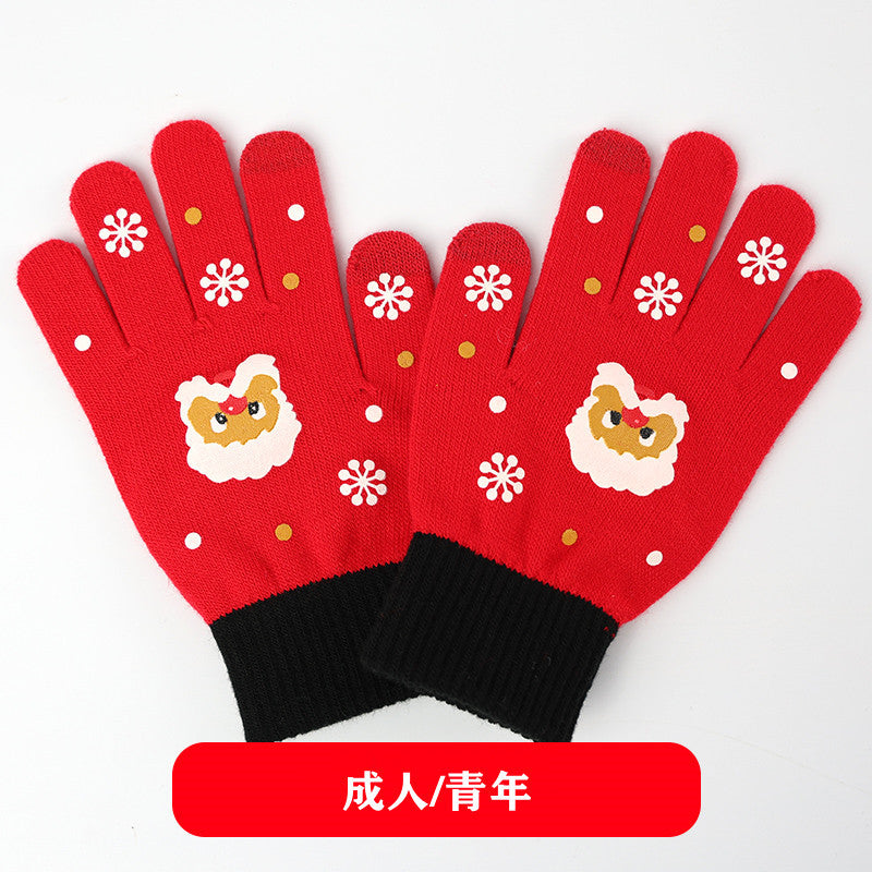 Wholesale Christmas Winter Half Finger Flip-up Cold-proof Warm Knitted Gloves