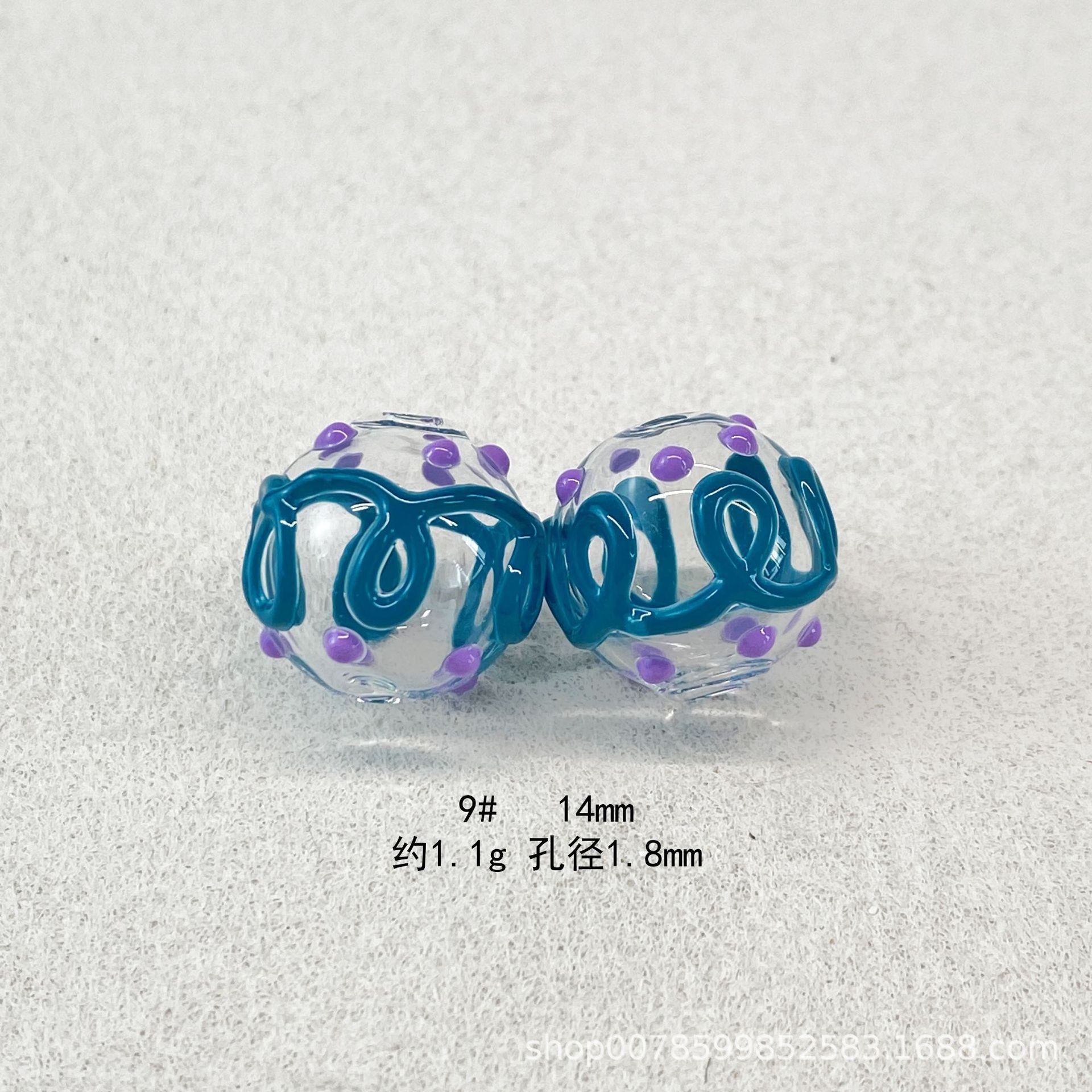 Wholesale 10pcs Transparent hollow glass heart-shaped polka dot hand-painted flower beads