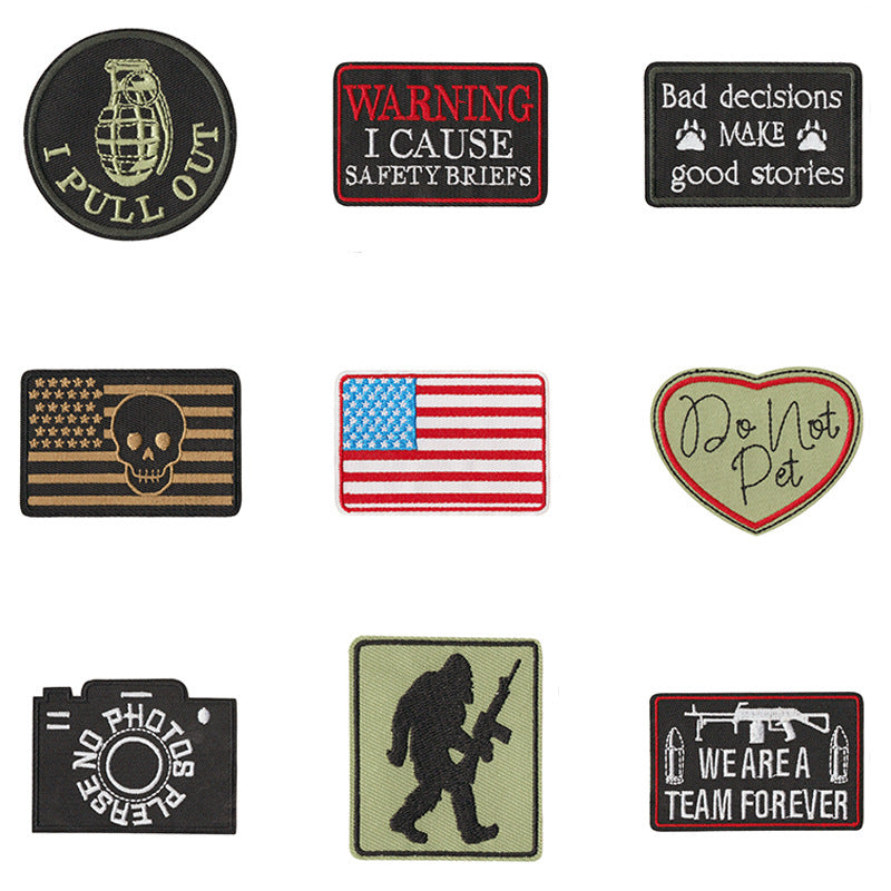 Wholesale Warrior English Letter Embroidered Patch Set 9 Pack Hook And Loop Decorative Applique For Hats Coats Bags DIY Craft Supply