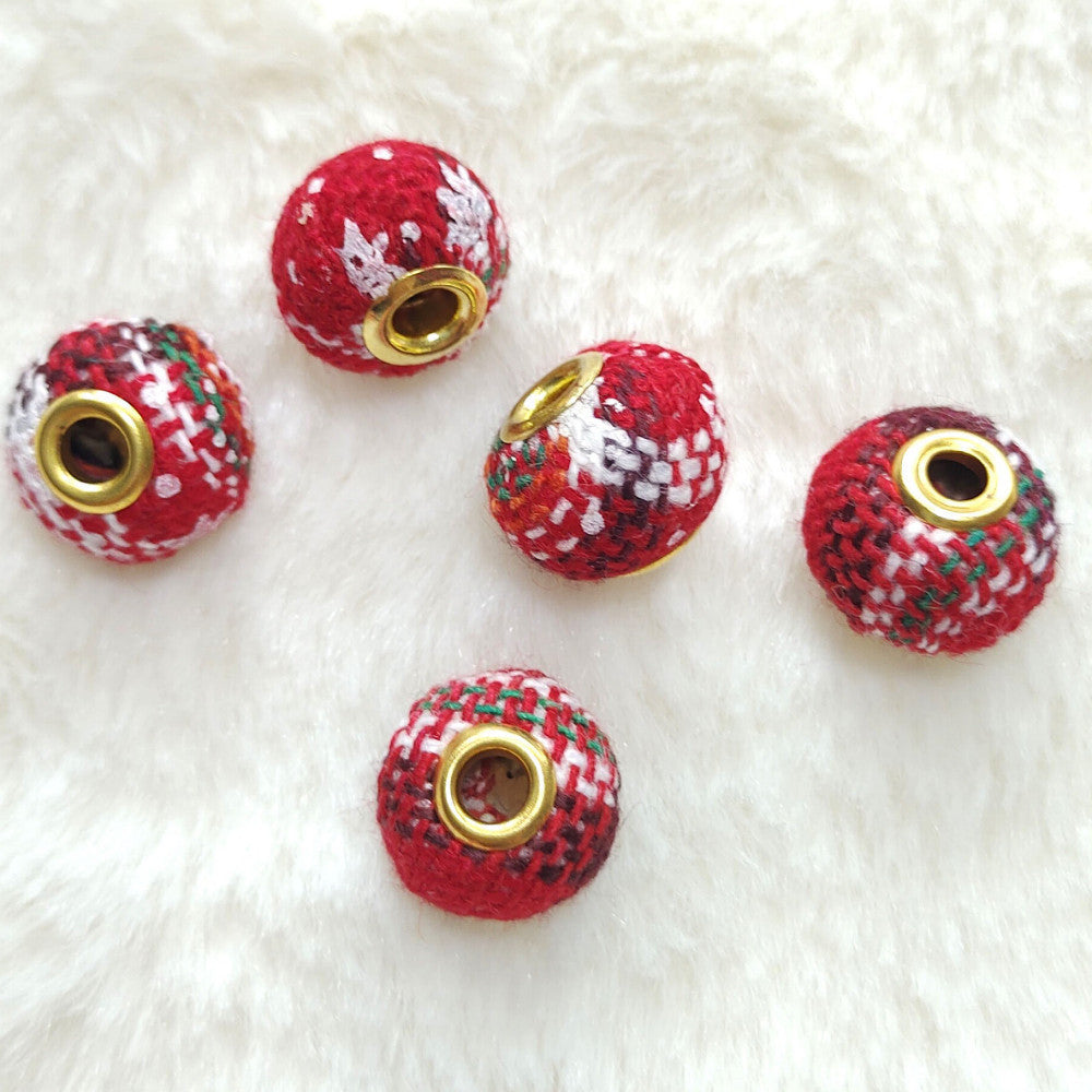 Wholesale 100pcs 15mm Christmas Fabric Beads