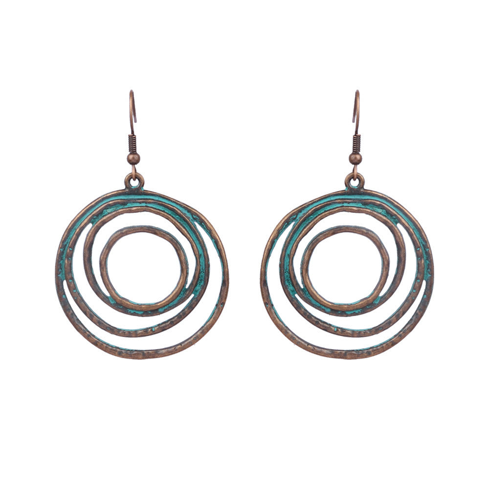 Wholesale Vintage Geometric Turquoise Tassel Earrings