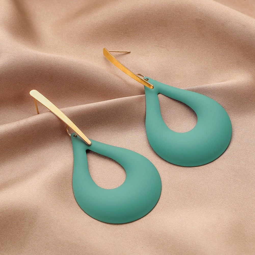 Wholesale 3D Hollow Exaggerated Painted Petal Water Drop Long Earrings