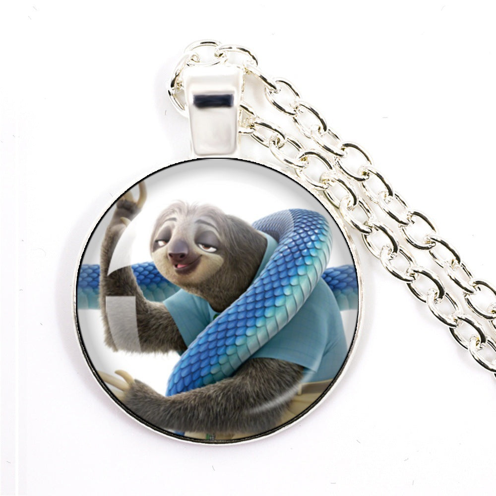 Wholesale Cartoon Cute Animal Time Gem Round Necklace  OLY Exclusive