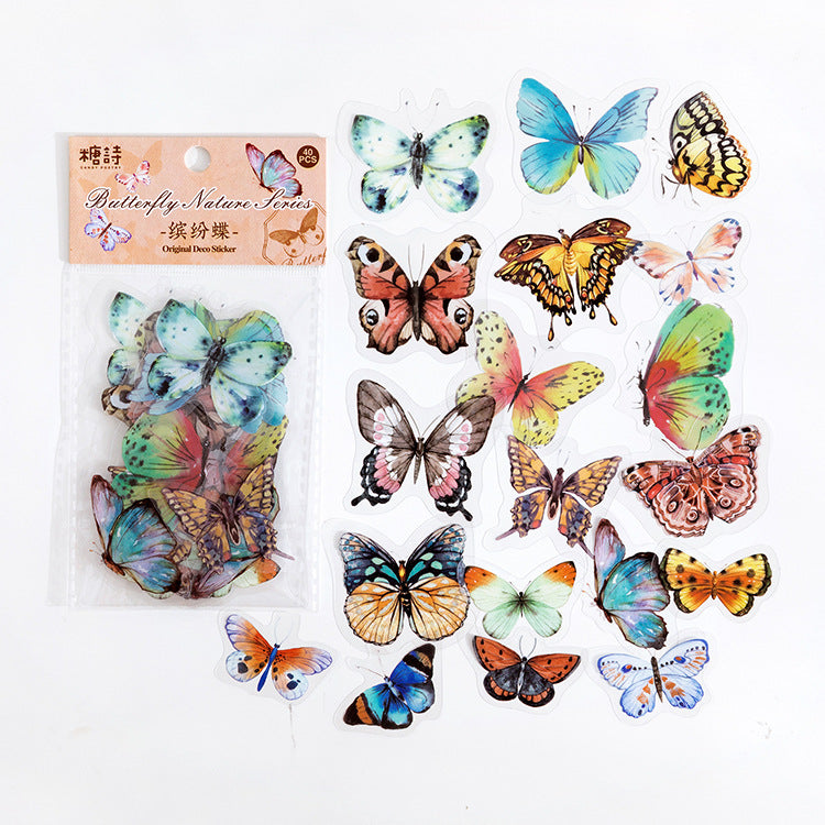 Wholesale Butterfly Nature Series Retro Art Handheld Small Size Collage