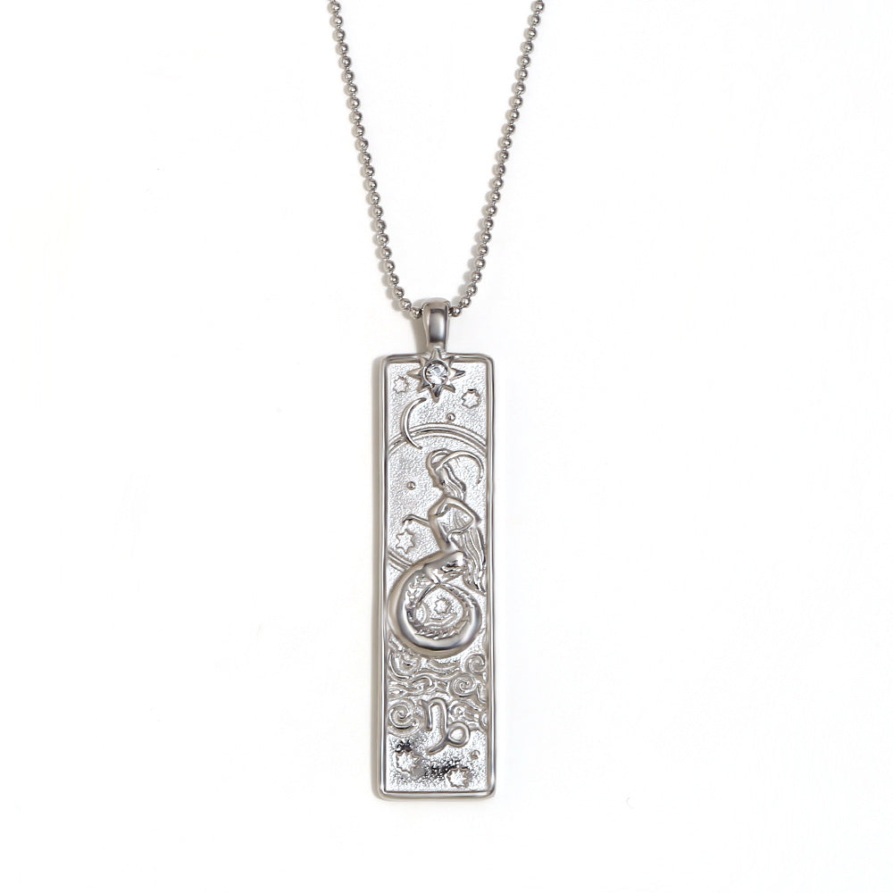 Wholesale Stainless steel plated square twelve zodiac sign necklace