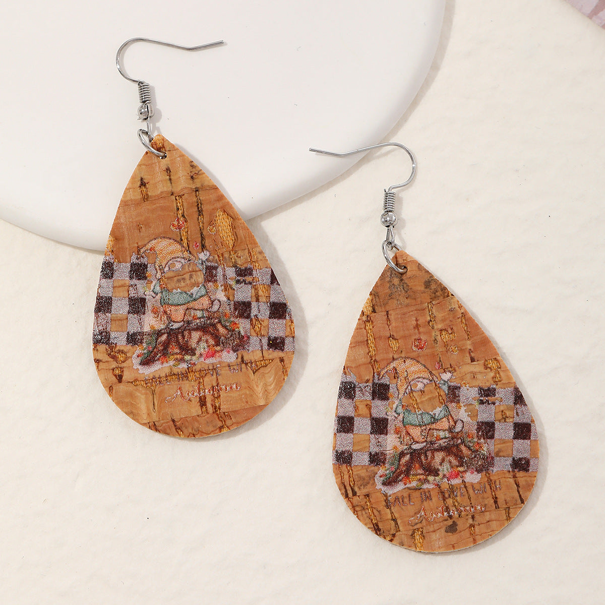 Wholesale Thanksgiving Gnome Maple Leaf Pumpkin Leather Drop Earrings