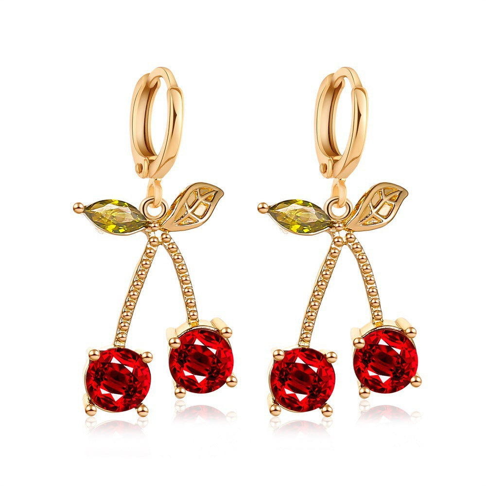 Wholesale long cherry creative design cute earrings