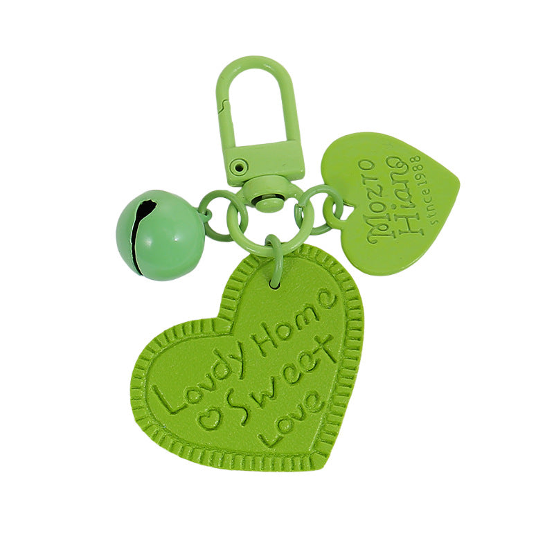 Wholesale Heart-shaped PU leather engraved love leather keychain