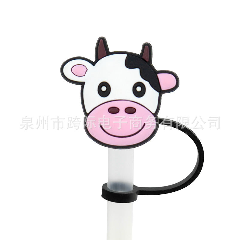 Wholesale 10 pcs New Cow Series Straw Cover Straw Cap Silicone Dust Plug