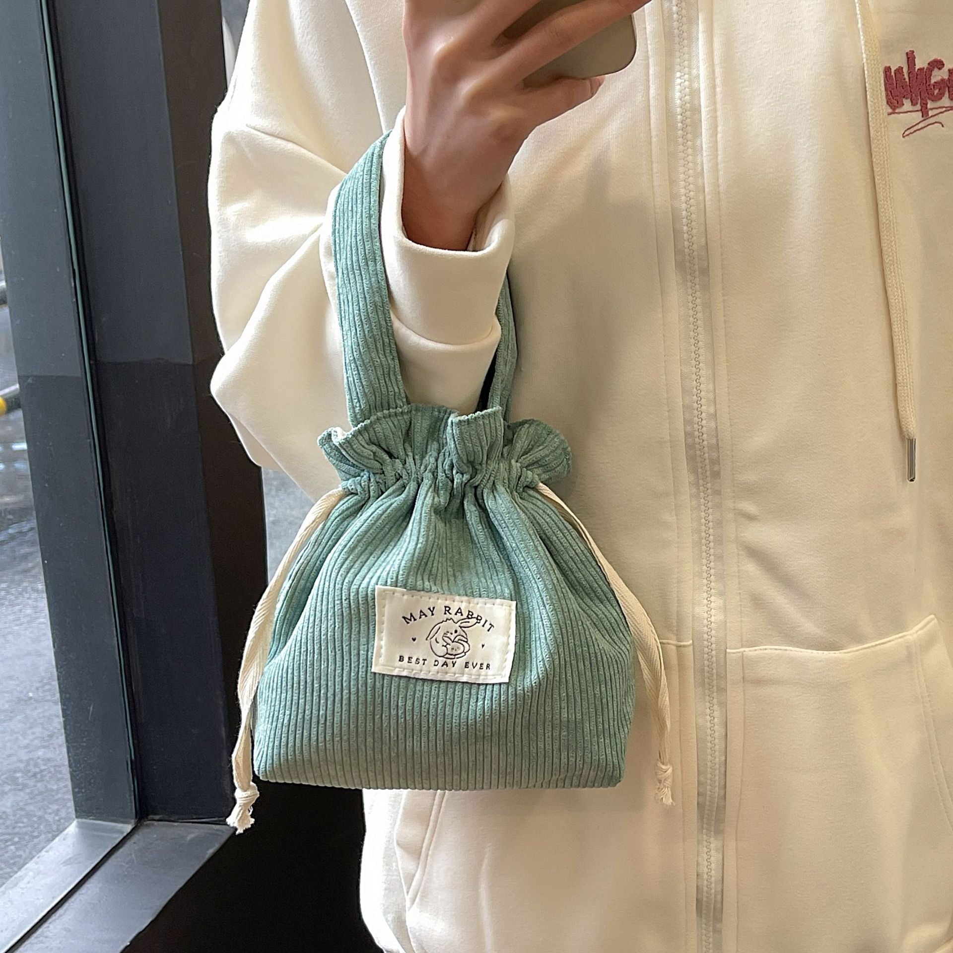 Wholesale Corduroy drawstring bag large capacity hand-held canvas bag