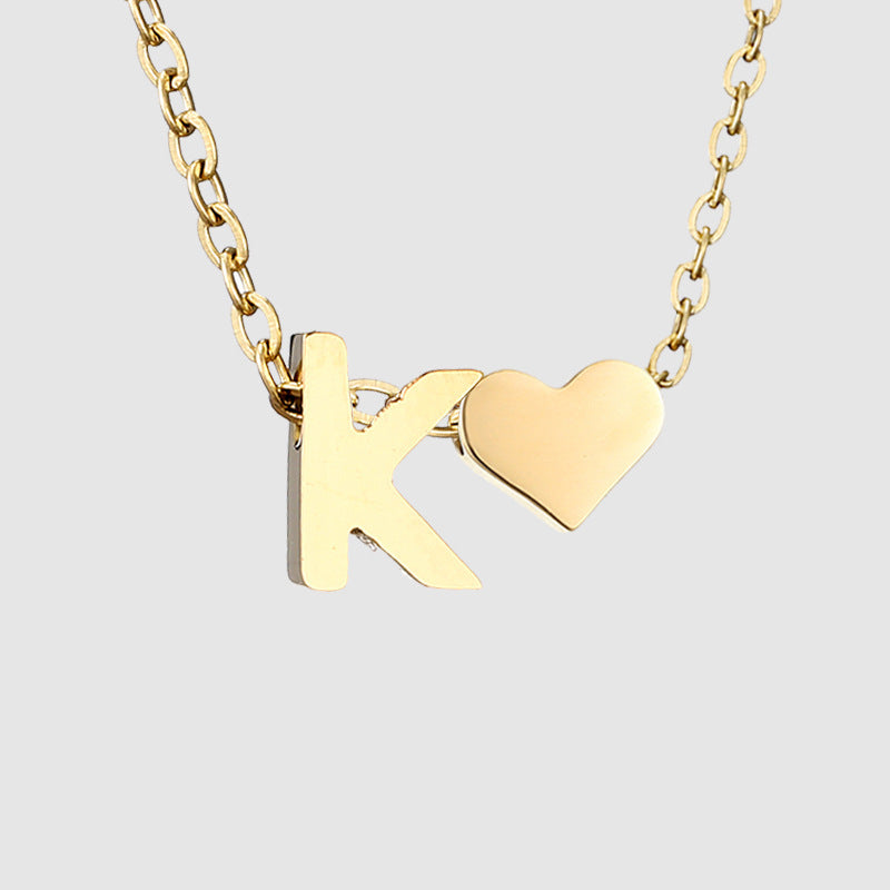 Wholesale Heart Letter Pendant Gold Plated Necklaces