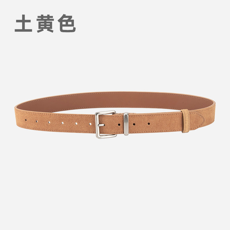 Wholesale women' s vintage genuine leather nubuck suede belt