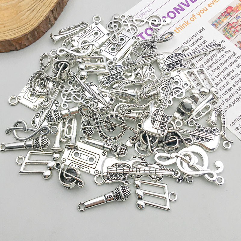 Wholesale 1 New Antique Silver Alloy Simulation Guitar Music Note DIY Pendant