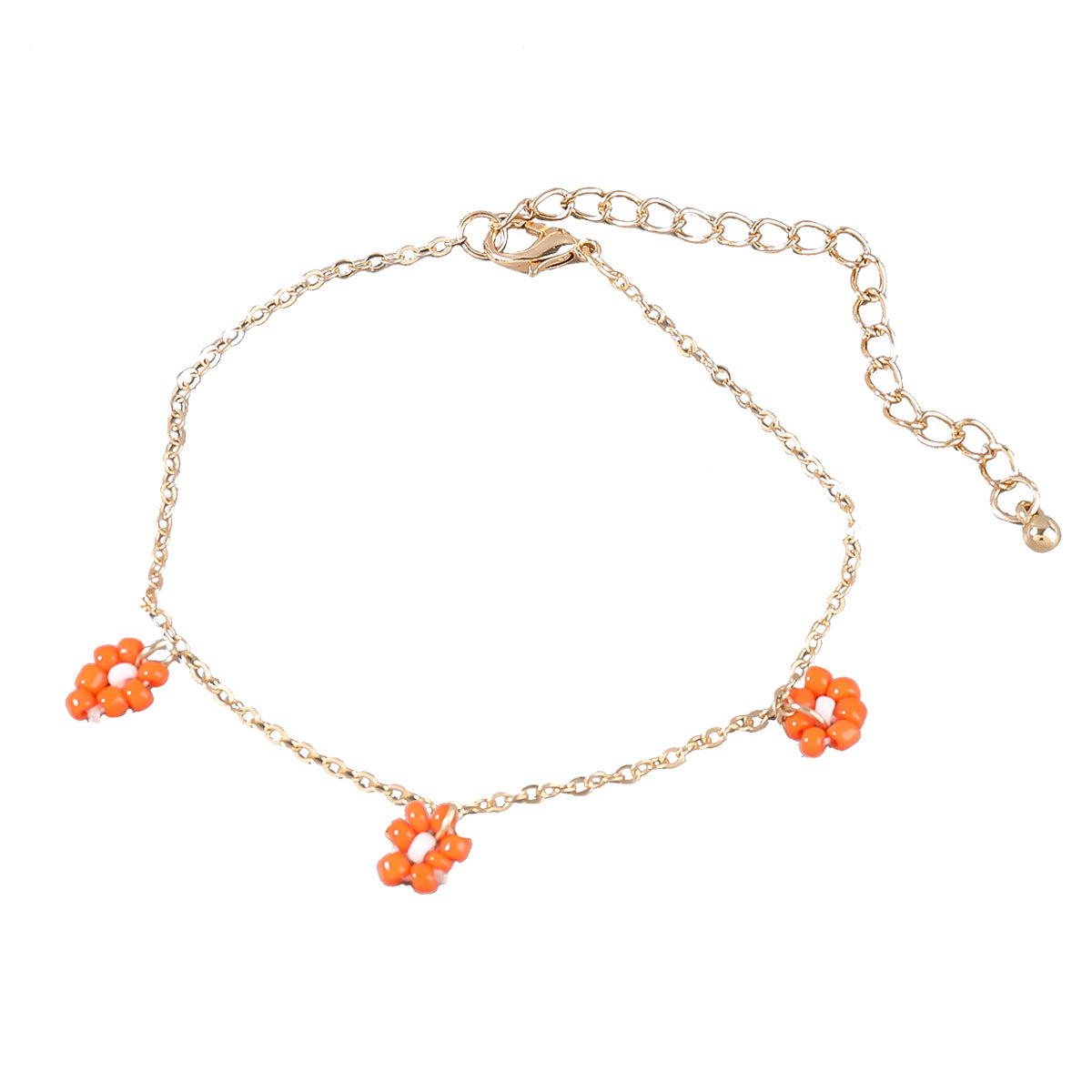 Wholesale Rice Beads Weaving Simple Flower Alloy Bracelet