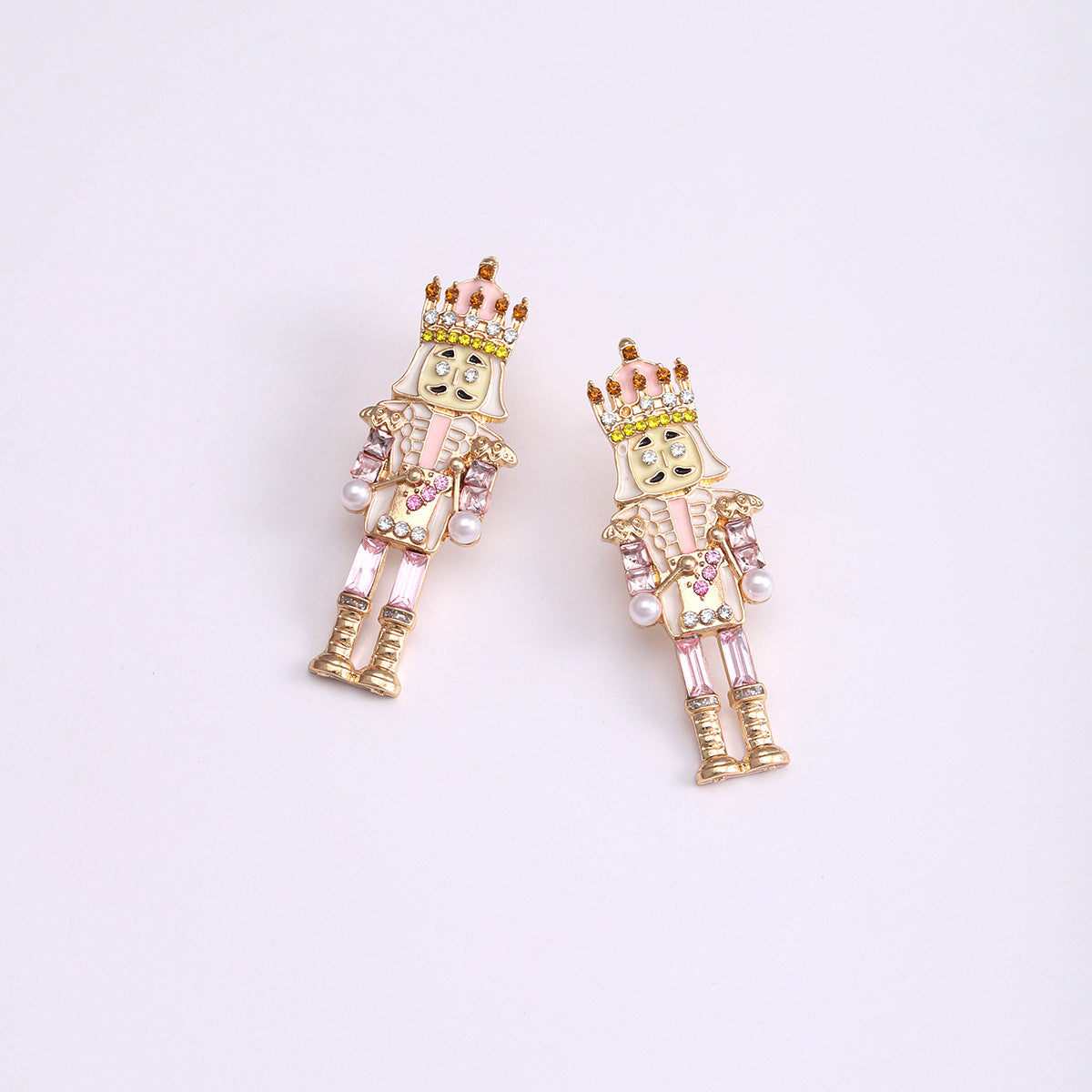 Wholesale Christmas Red Guards Diamond Drip Oil Earrings