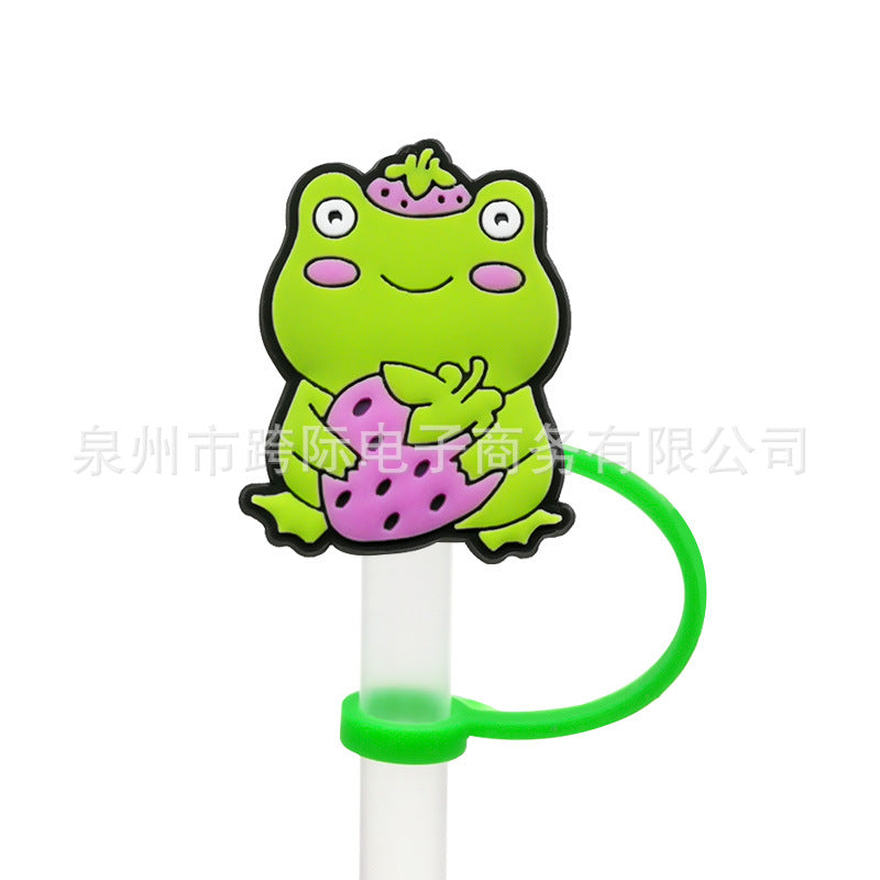 Wholesale 10 pcs Cartoon frog series straw cover straw cap silicone dust plug