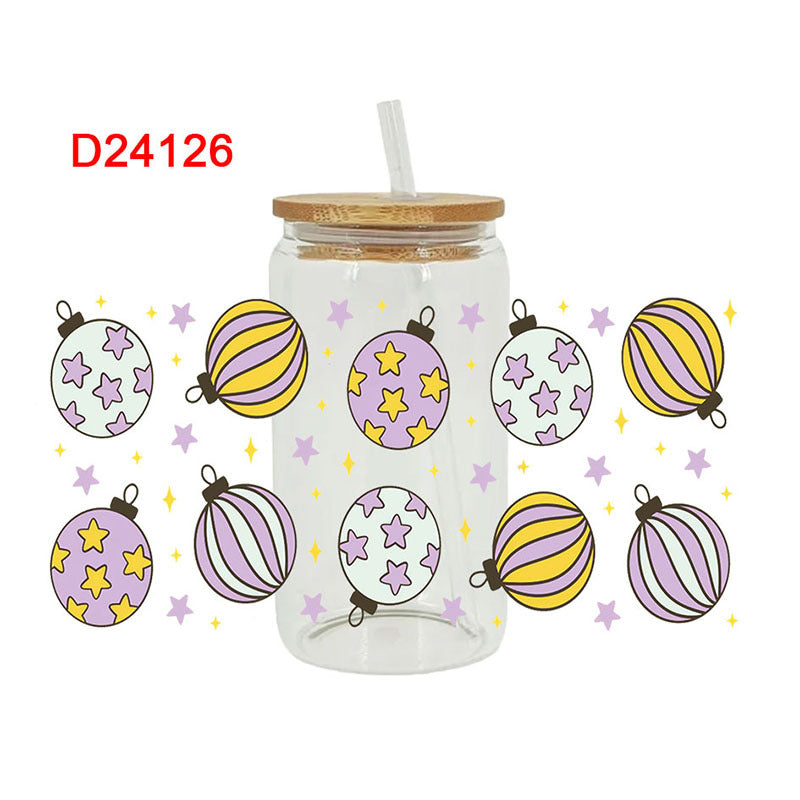 Wholesale Leaves Flowers Christmas Tree 16oz Cup UV DTF Wraps