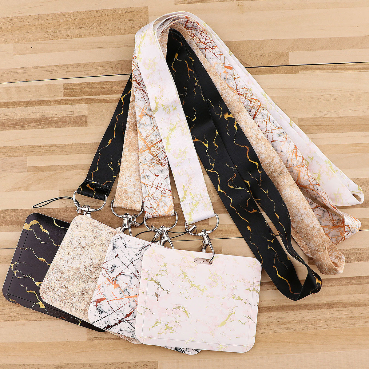 Wholesale Marble Texture Card Holder Lanyard Keychain