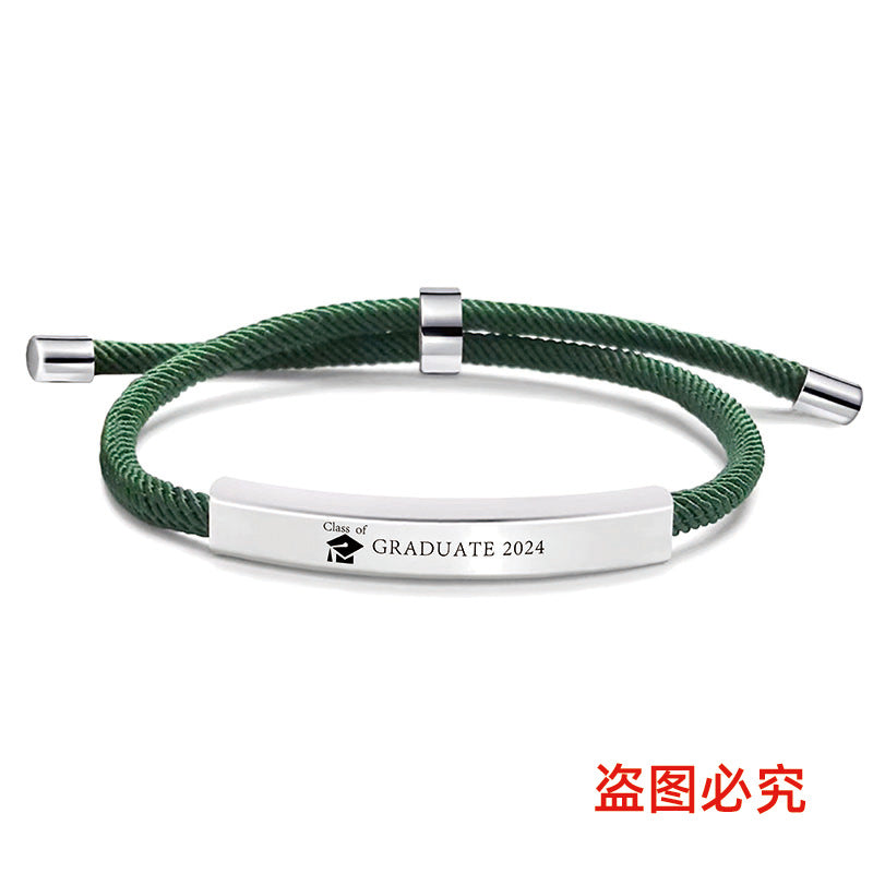 Wholesale Stainless Steel Braided 2024 Graduation Season Day Engraved Bracelet