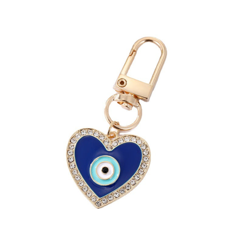Wholesale Diamond Drop Oil Heart Blue Eyes Keychains