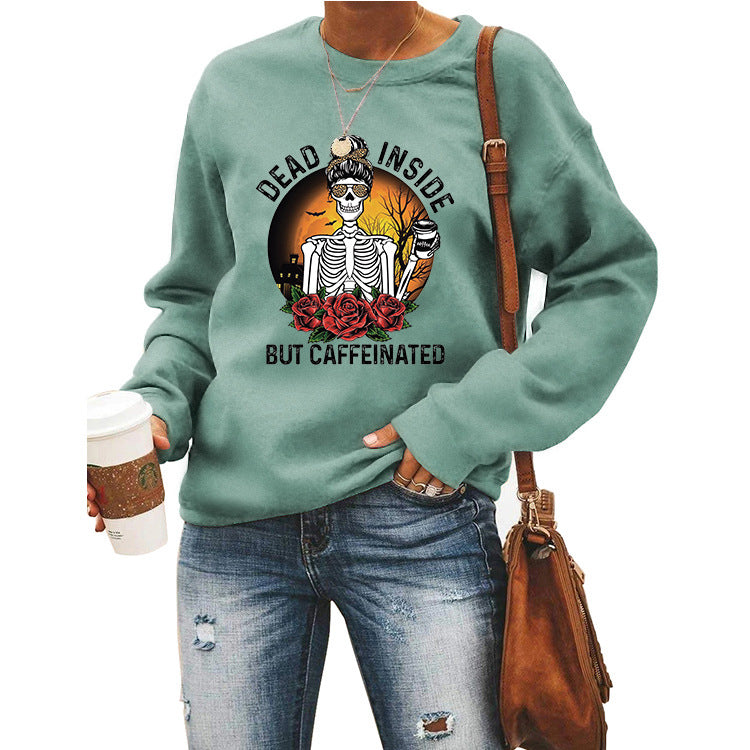 Wholesale DEAD INSIDE Printed Round Neck Long Sleeved Cotton Hoodies