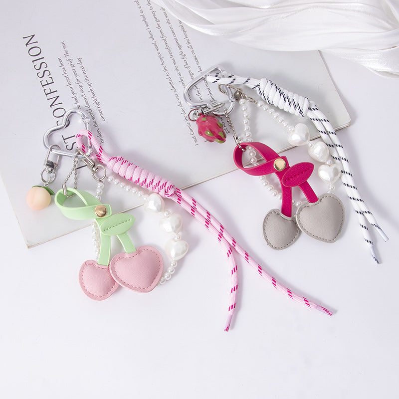 Wholesale  cherry bag pendant resin fruit keychain