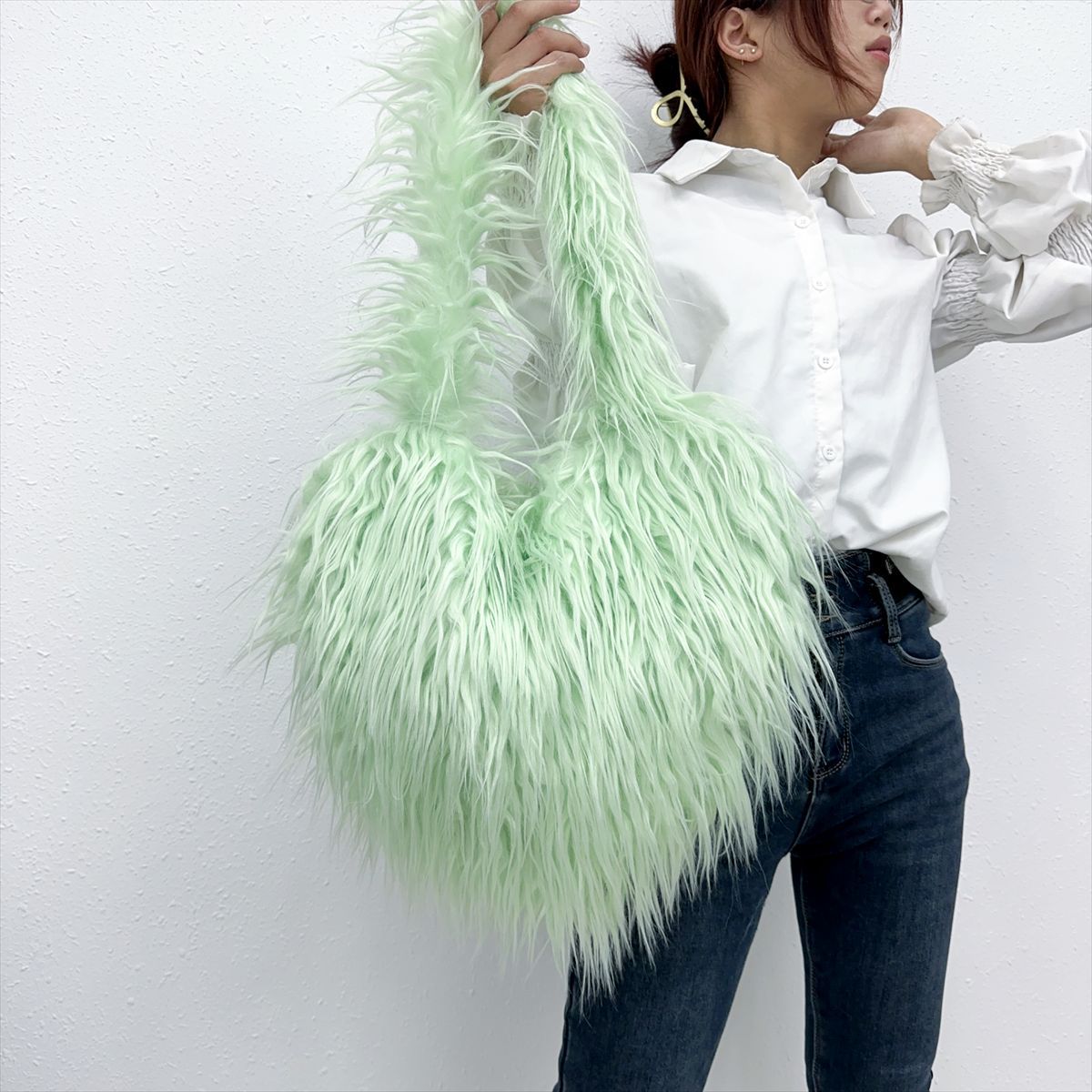 Wholesale Peach Heart Plush Bag Crossbody Bag Shoulder Bag