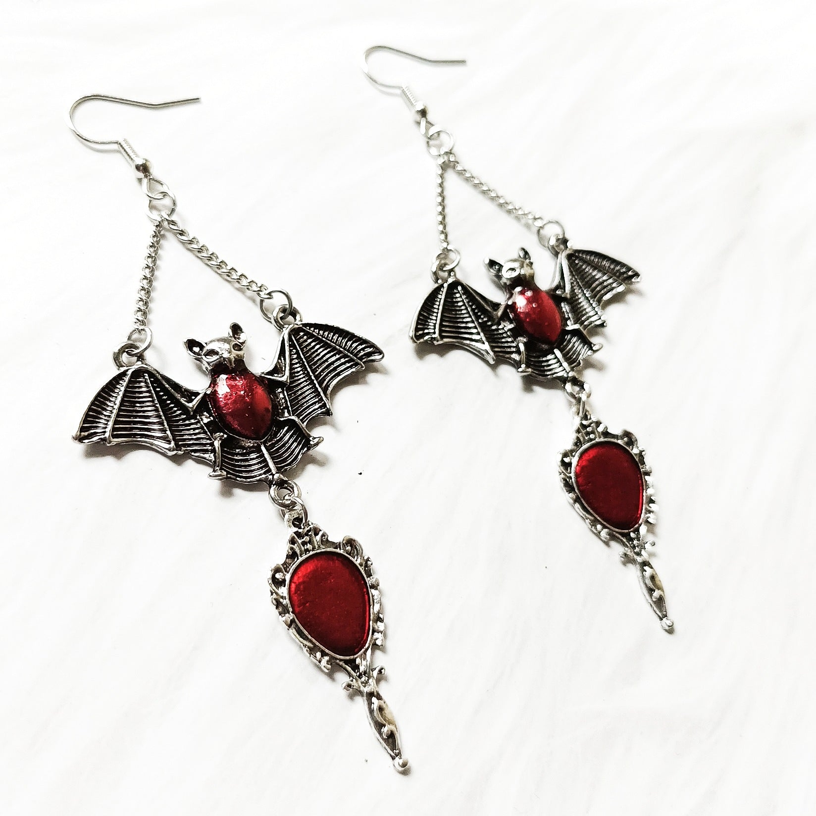 Wholesale Gothic Punk Bat Cross Coffee Earrings