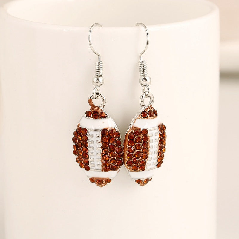 Wholesale Fashion Classic Rhinestone Baseball Basketball Football Pendant Earrings