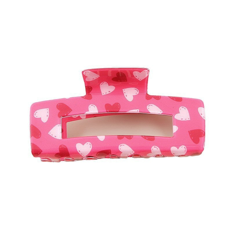 Wholesale Acrylic Valentine's Day Large Rectangular Cupid Rose Shark Clip Hair Accessories