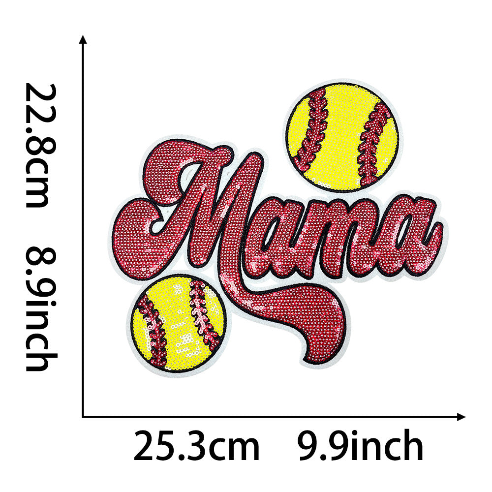 Wholesale Baseball Mama Shiny Embroidered Patch DIY Clothing Decorative Accessory For Coats Trendy Gift