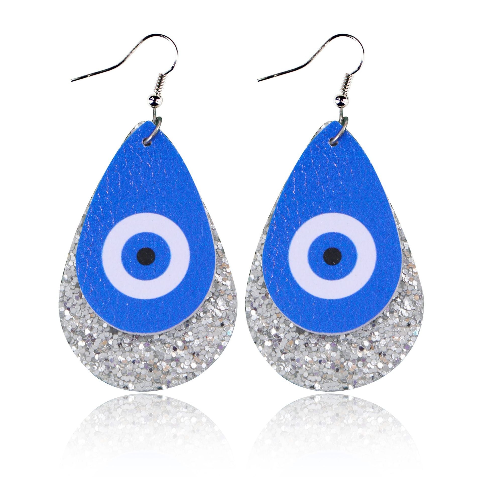 Wholesale Blue Eye Leather Earrings