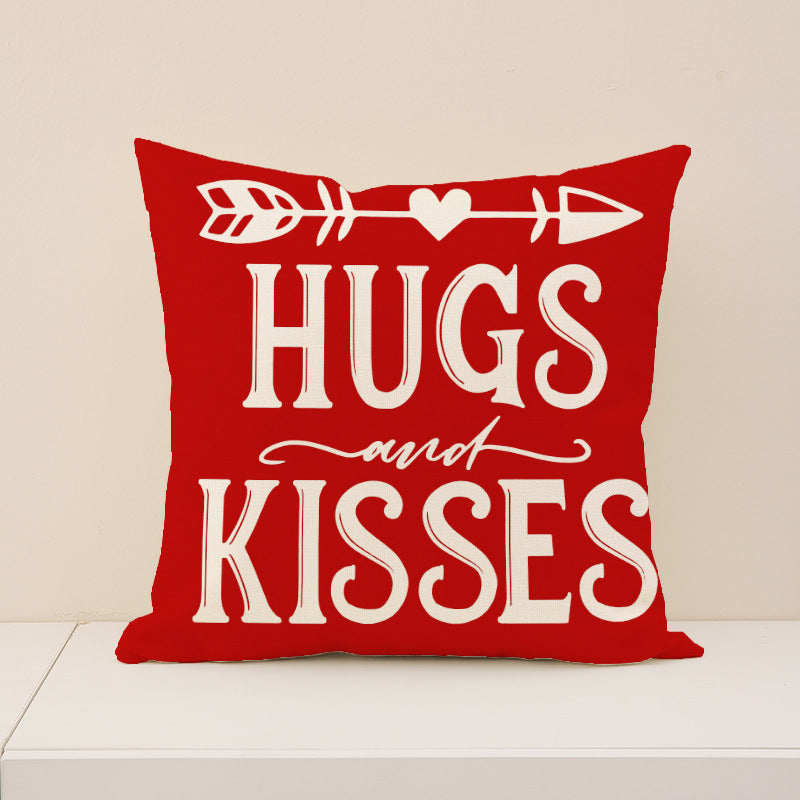 Wholesale Valentine' s Day Pillow Cover Love Imitation linen Pillow