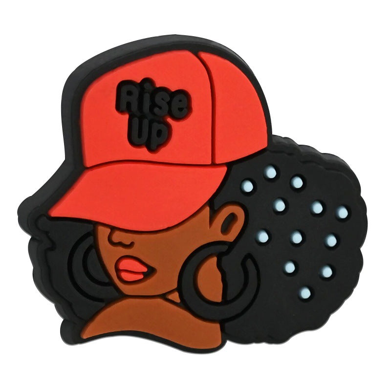 Wholesale Random 100pcs Black Girl Beaded PVC Soft Rubber Beads Focal Beads