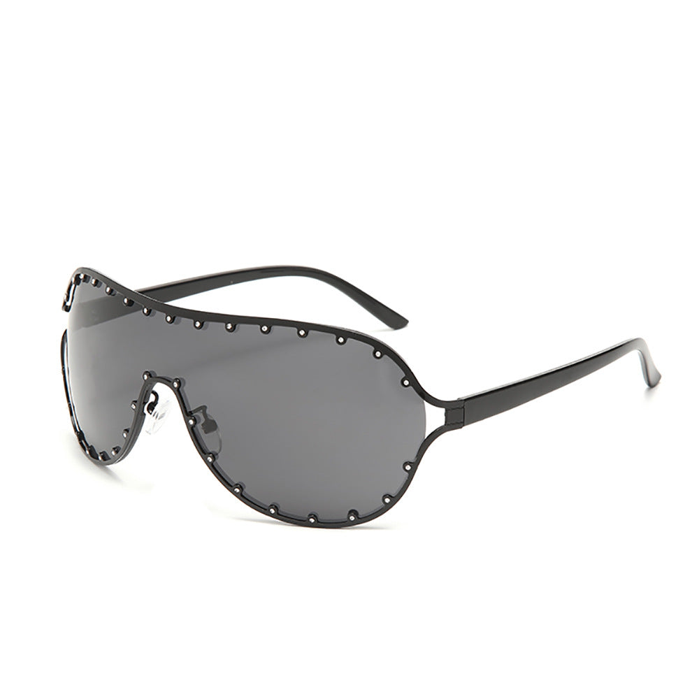 Wholesale Conjoined Y2k Large Frame Rivet PC Sunglasses