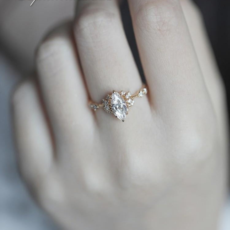 Wholesale Dream Wedding March Horse Eye High Carbon Diamond Ring