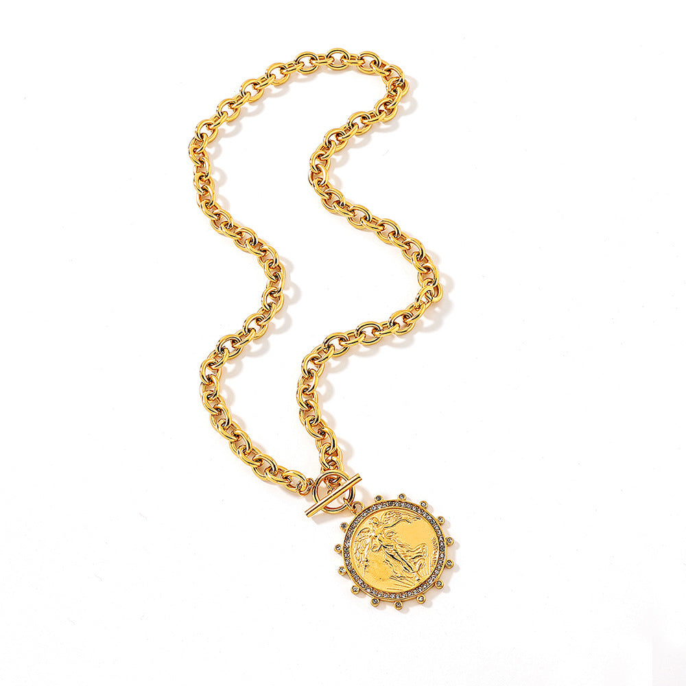 Wholesale stainless steel necklace Eros angel OT buckle fine throwing vacuum necklace