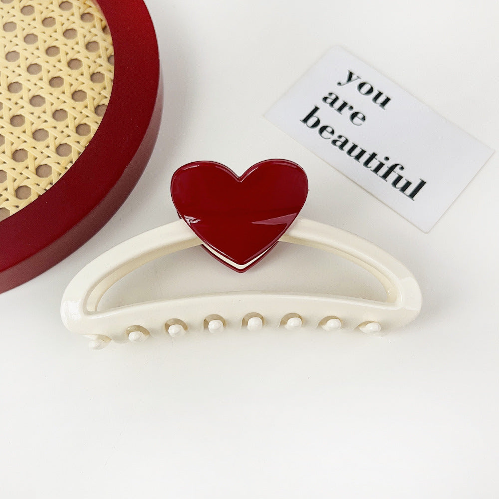 Wholesale Resin Hollow Out Half Circle Heart Color Matching Hair Clip