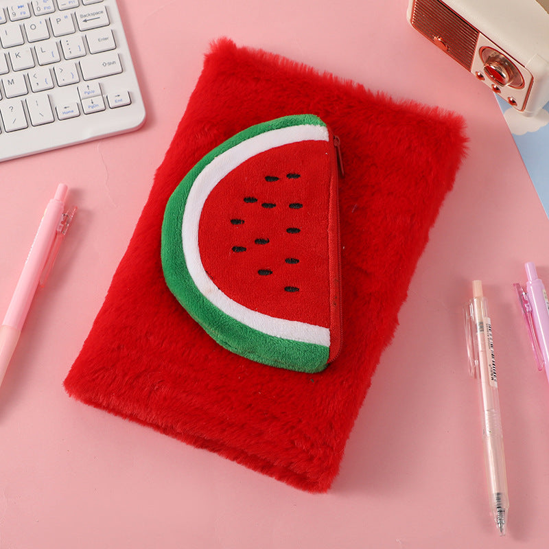 Wholesale New creative fruit notebook cute cartoon plush notebook children' s handmade