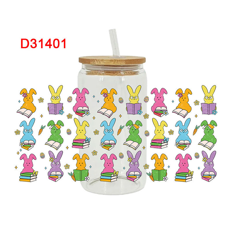 Wholesale Colorful rabbit bow Easter 16oz Cup UV DTF Wraps