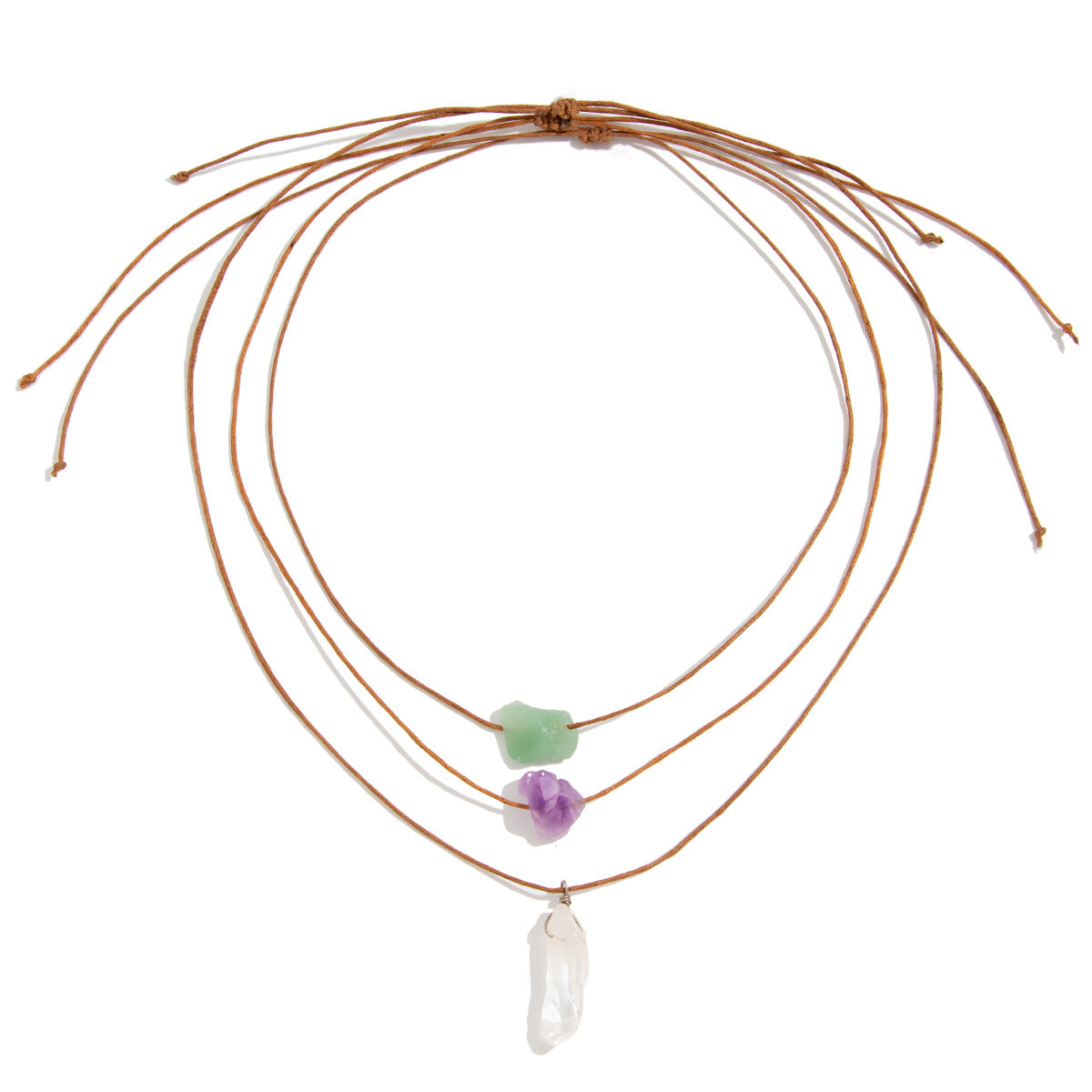 Wholesale Wax Wire Crystal Tassel Retro Ethnic Style Irregular Gravel Pendant Necklace