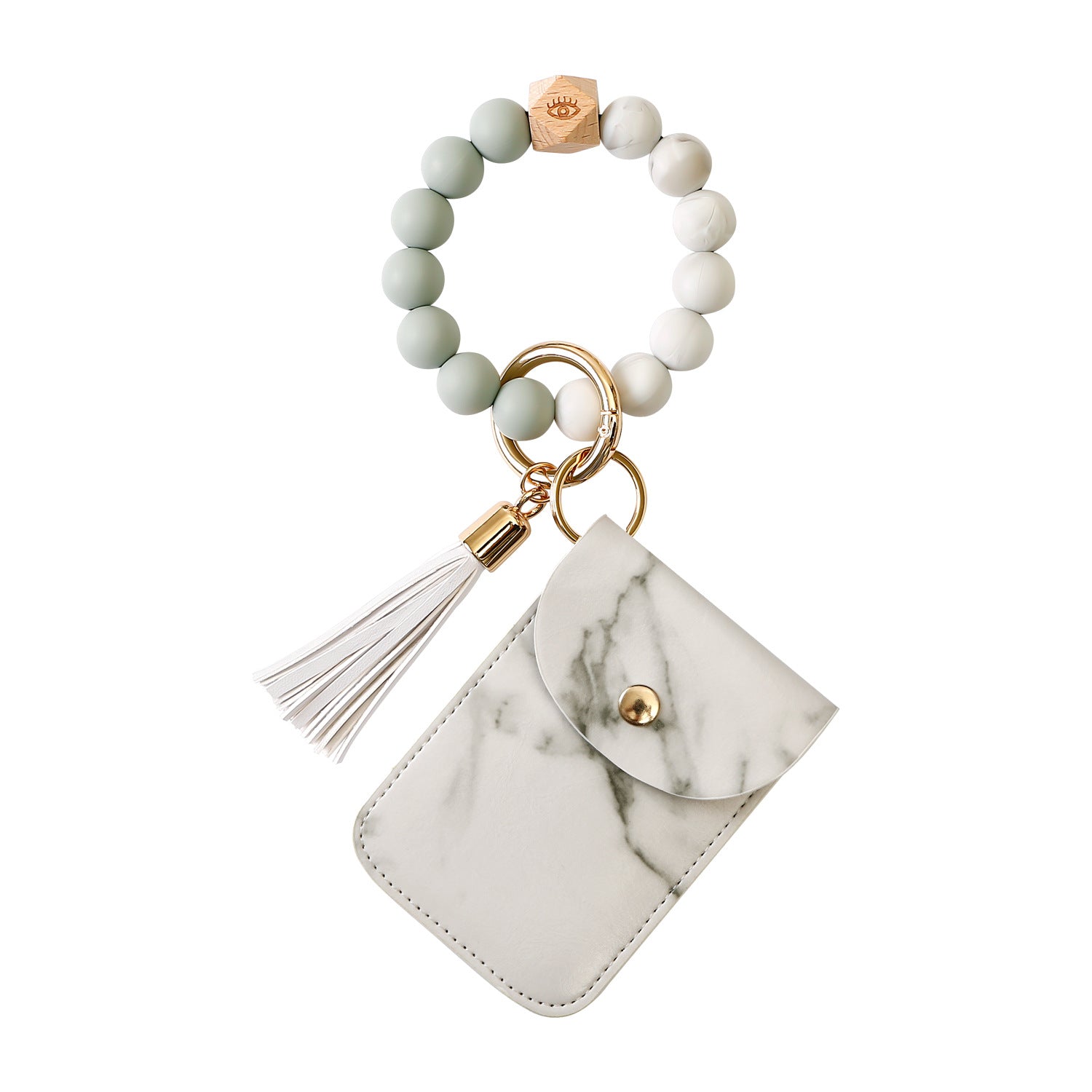 Wholesale Tassel Silicone Wrist Beech Leopard Print Card Bag Keychains