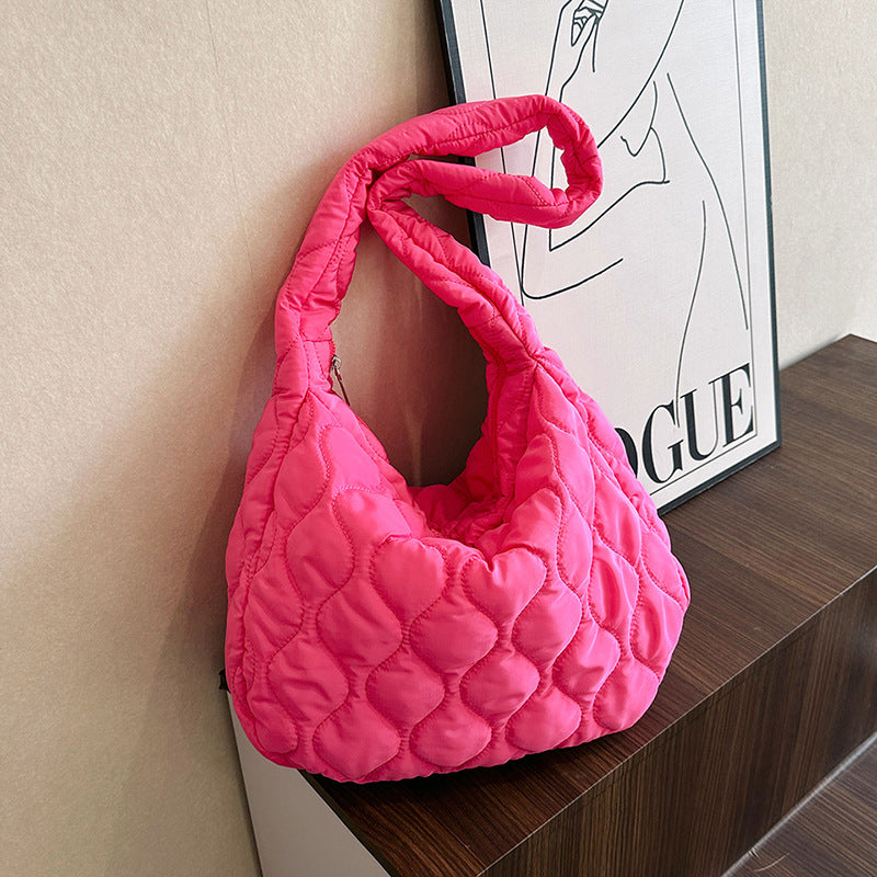 Wholesale Nylon Simple Solid Color Diamond Grid Large Capacity Single Shoulder Crossbody Bag