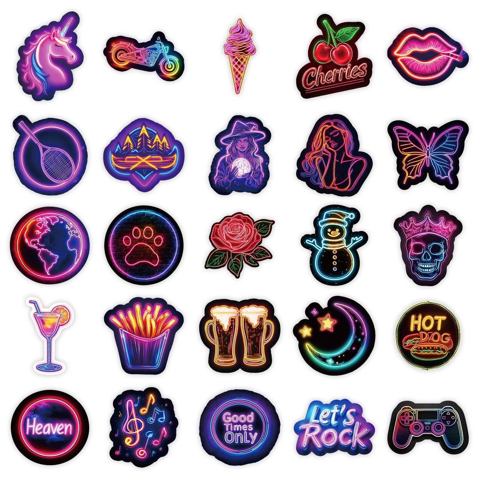 Wholesale 50pcs Colorful Neon Cherry Waterproof Decorative Stickers Graffiti Stickers