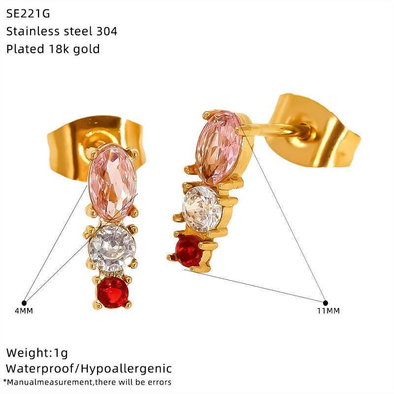 Wholesale niche inlaid zircon Stainless Steel Earrings