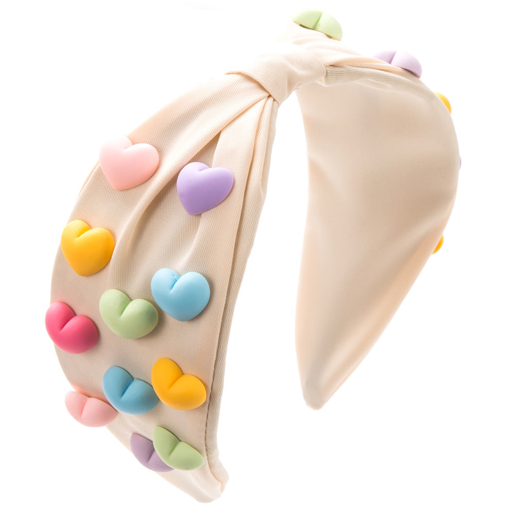 Wholesale Valentine's Day Candy Color Love Fabric Hair Hoops