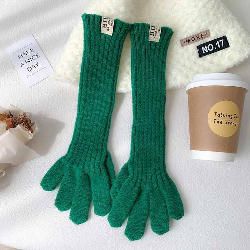 Wholesale Long Knitted Wool Cute Finger Touch Screen Gloves