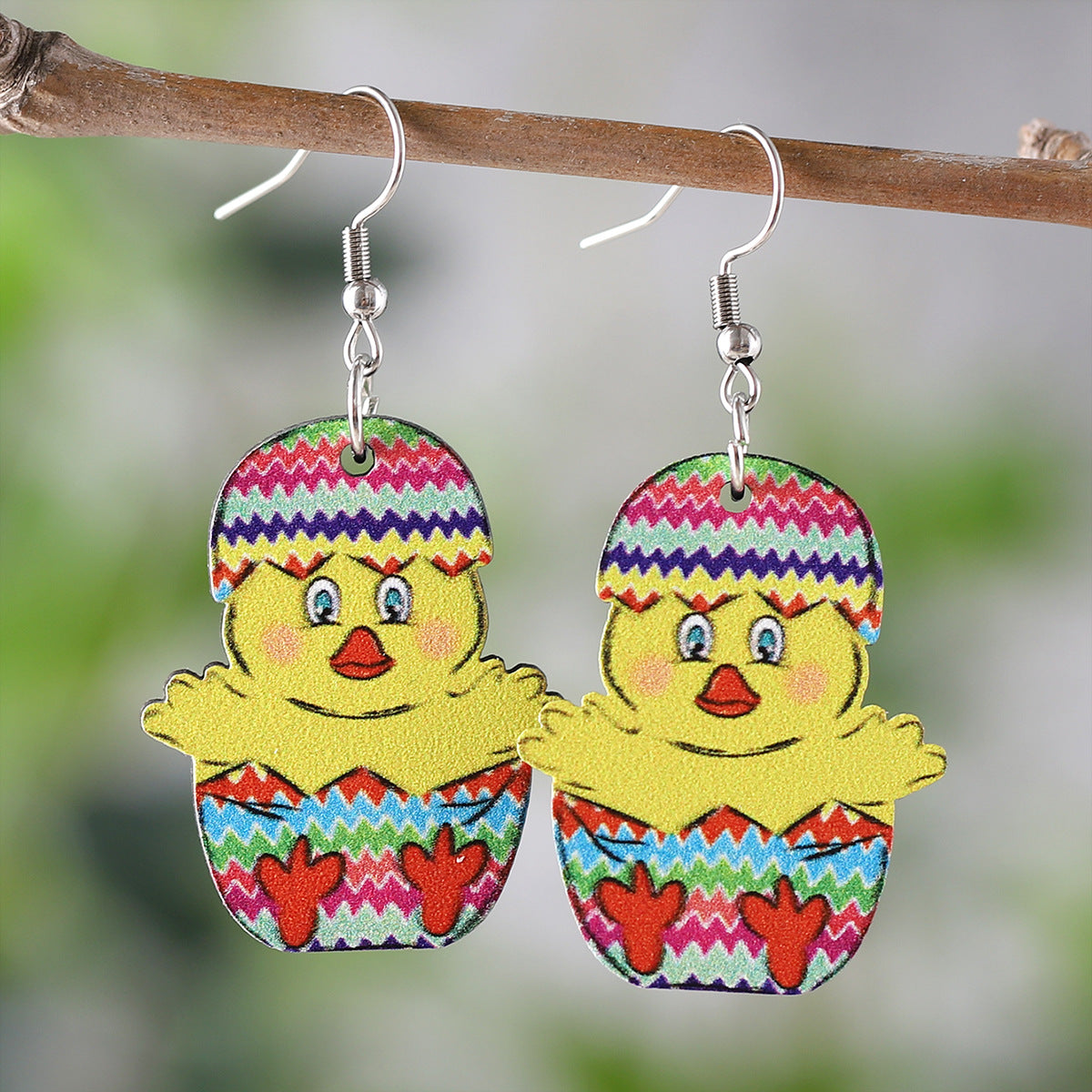 Wholesale Easter rabbit chicken striped egg carrot color hollow pendant double-sided earrings