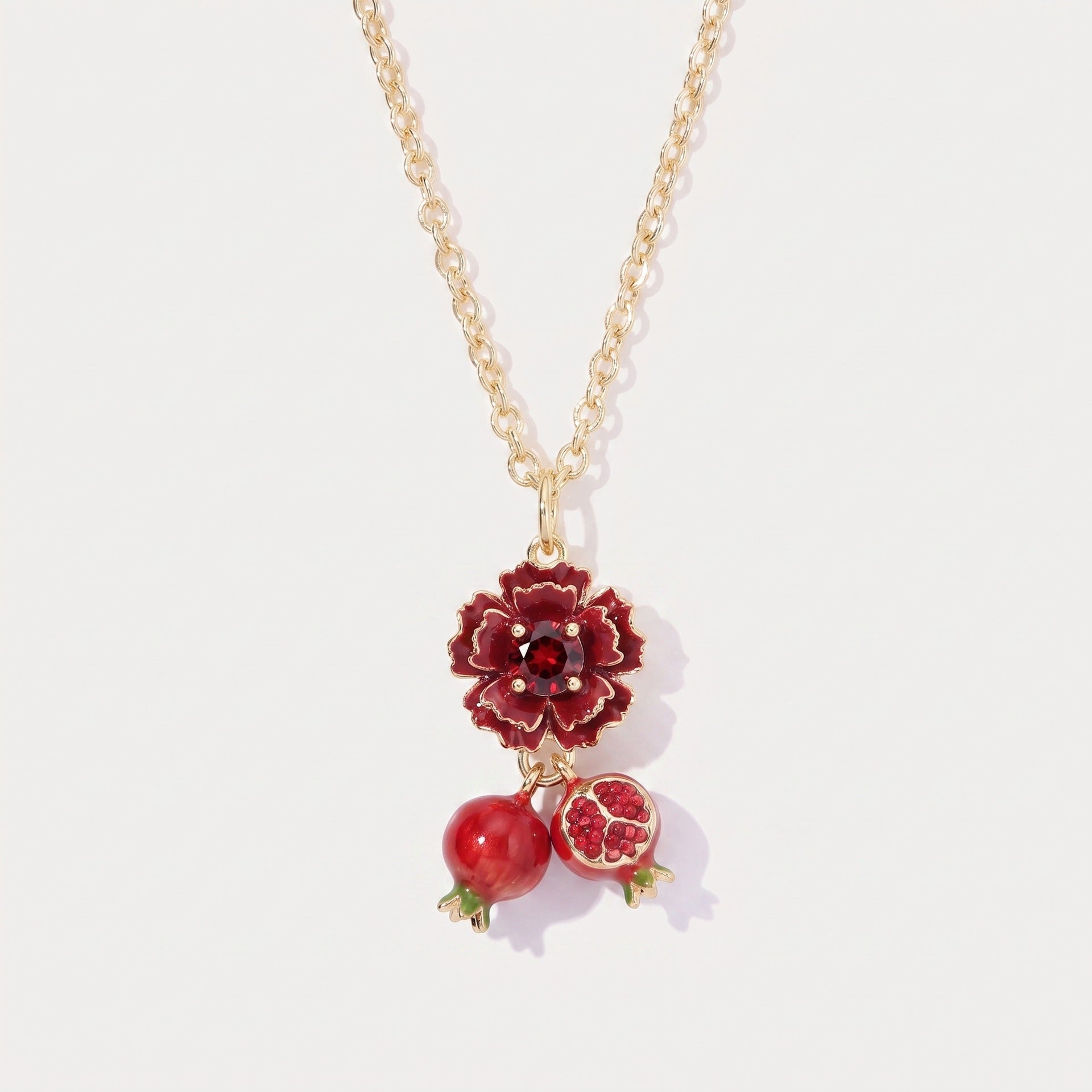 Wholesale Vintage Enamel Fruit Pendant Necklace Stainless Steel Jewelry Fashion Accessory For Women Resale